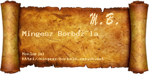 Mingesz Borbála névjegykártya
